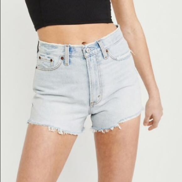 Abercrombie & Fitch High Rise Denim Shorts Light Wash Women's Size 2 Cut Offs - Picture 1 of 15